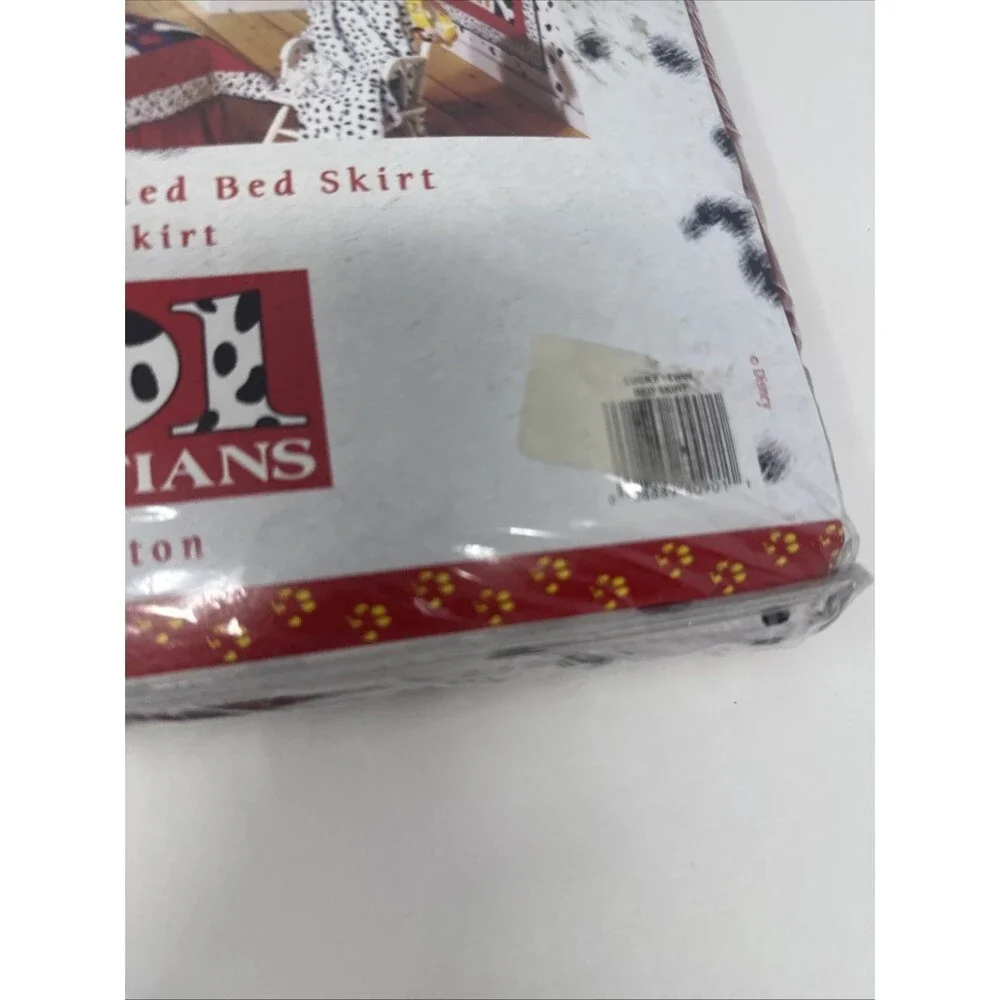 Vintage Disney 101 Dalmatians Dog Kids Twin Bed Skirt Ruffle black white red NEW